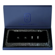 Handcrafted Rhinestone Bling License Plate Frames for Women, Men Bedazzled 1 Cover (Black)