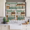 thumbnail image 4 of 3 Piece Kitchen Curtains and Valances Set Sage Green Vintage Cafe Curtains 36 Inch Length Brown Retro Farmhouse Elegant Pastoral Valance & Tier Curtain for Living Room Bedroom 54"x18"+27"x36"*2, 4 of 6