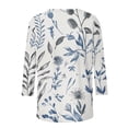 thumbnail image 5 of Nrmvnmi Womens 3/4 Length Sleeve Cotton Tops Casual Floral Print Round Neck Tie Dye Summer/Fall Tops Loose Fit Elastic and Lightweight Blouse For Women, 5 of 6