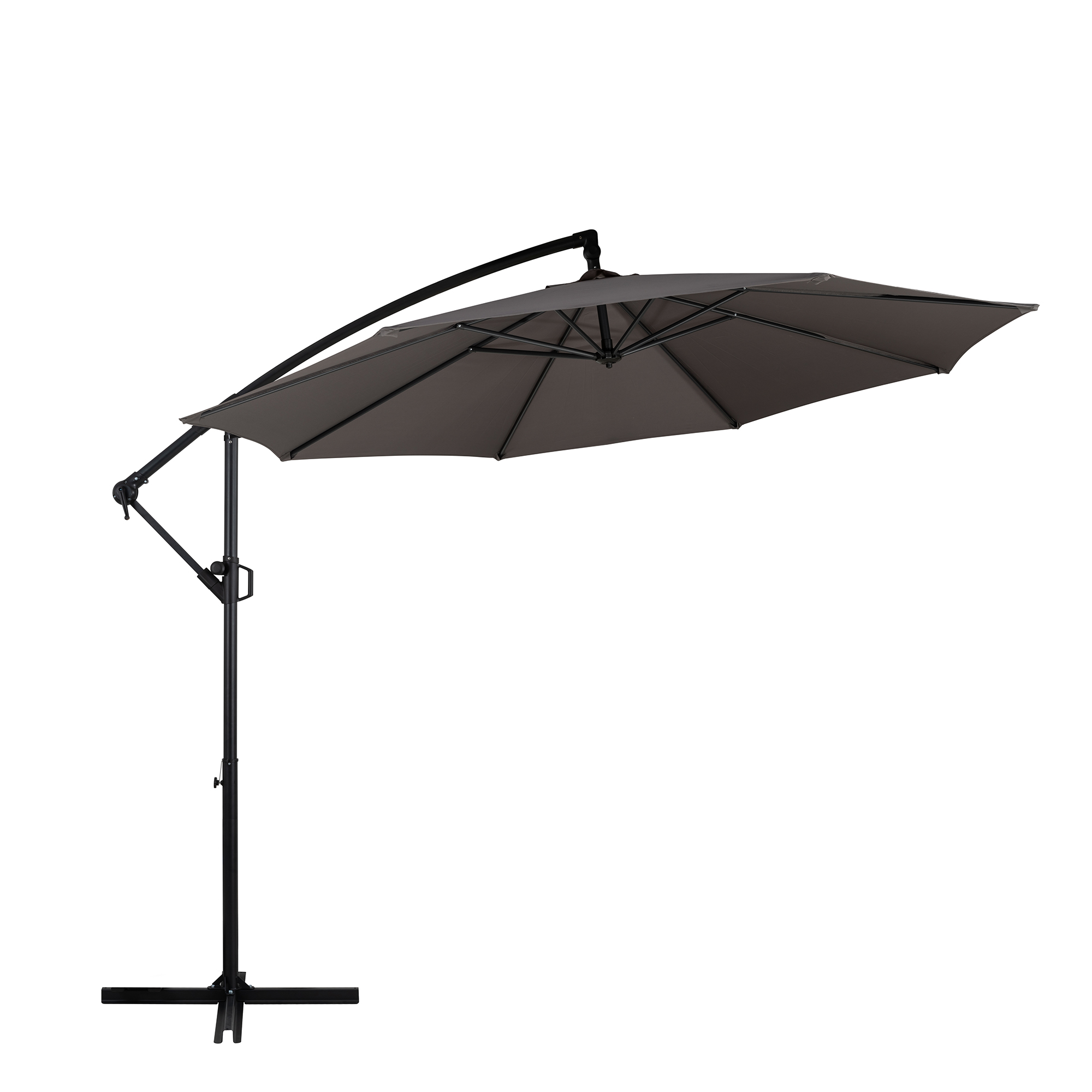 Walsunny Patio Offset Umbrella Easy Tilt Adjustment,Crank and Cross Base, Outdoor Cantilever Hanging Umbrella with 8 Ribs Dark Gray - image 5 of 7