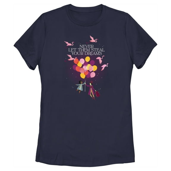 Women's Wonka Willy and Noodle Never Let Them Steal Your Dreams  Graphic Tee Navy Blue 2X Large