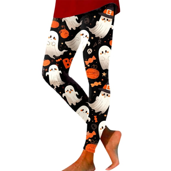 Kcolen Halloween High Waisted Leggings for Women High Waist Printed Yoga Leggings Pumpkin Graphic Print Cute Funny Gift for Her Leggings,Light Purple