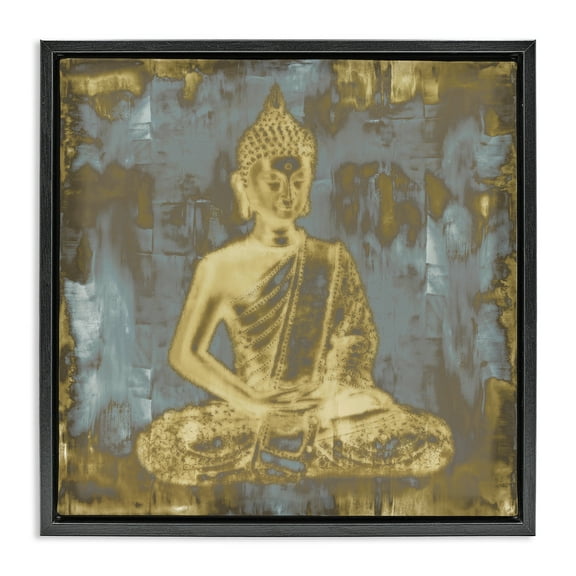 Stupell Industries Muted Earthy Buddha Abstract Spiritual Painting Black Floater Framed Canvas Art Print Wall Art, 18 x 18