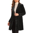 thumbnail image 4 of ABRIGO DE MUJER INSPIRE CHIC Terciopelo Solapa Doble Botonadura Manga Larga Abrigos de Invierno Sólidos XS Negro, 4 of 6