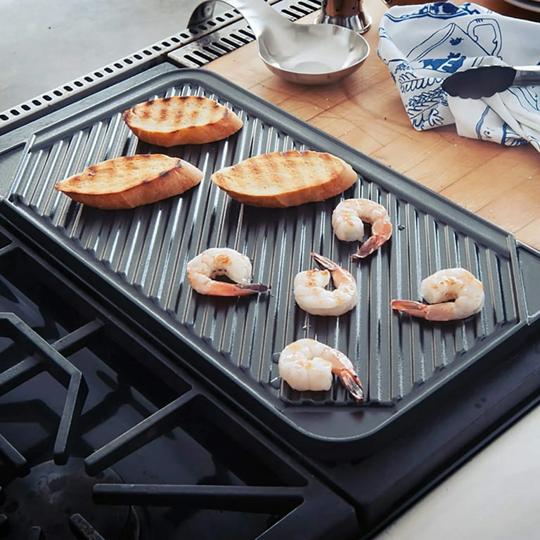 All American Reversible Grill Griddle Pan Double Burner Nonstick Superconductive Heats Rapidly Quick Defrost Stovetop