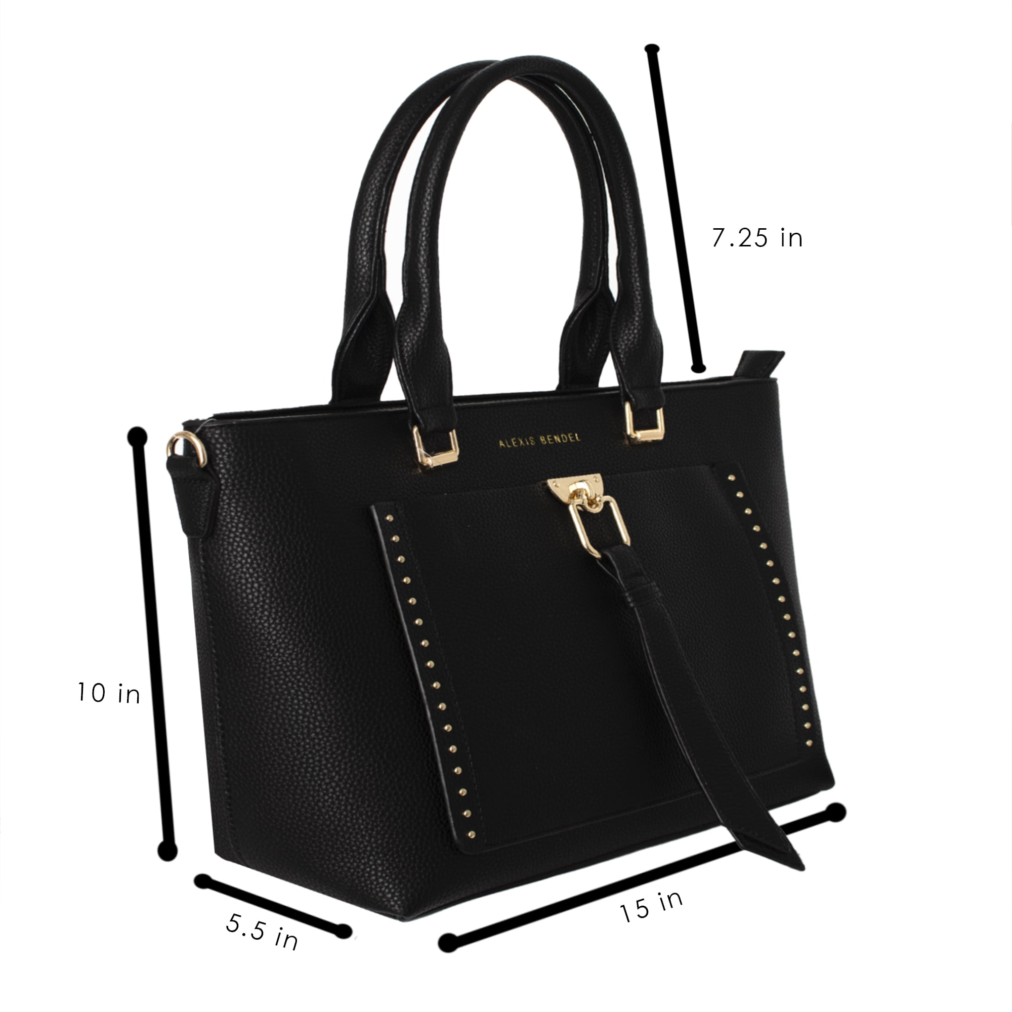 Alexis Bendel Black Women’s Vegan Leather Multi-Style Shopper Tote Everyday Handbag