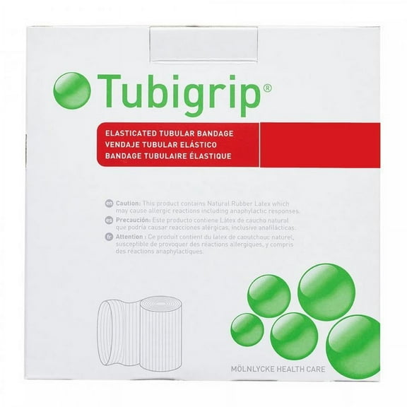 Tubigrip - Multi-purpose Elasticated Tubular Bandage, Large Ankle/Medium Knee/Small Thigh, Standard Compression, Size E (3.5 Inches x 1 Yard), Natural, 1 Count