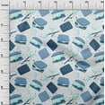 thumbnail image 3 of oneOone Silk Tabby Teal Blue Fabric Food Diy Clothing Quilting Fabric Print Fabric By Yard 42 Inch Wide, 3 of 6