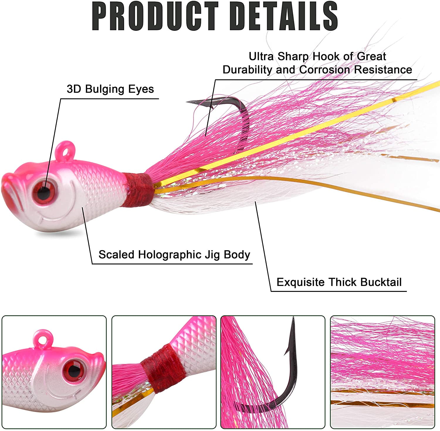 ICERIO Synthetic buck tail lure kinky Fiber Jig Head Streamer Fishing Lure  Hook For Striped Bass Redfish Saltwater Fishing Lure - AliExpress