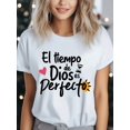 thumbnail image 1 of Four Seasons Round Neck T-Shirt - Ladies' Casual Dio Letter Printed Pattern - Polyester Fiber and Spandex Blended Knitted Fabric, 4 Colors Optional, 1 of 6