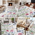 thumbnail image 5 of Rectangle Area Rugs 5 x 7 Ft, Spring Floral Non-Slip Residential Carpet, Pink Blue Flowers Butterfly Wooden Indoor Crawling Mats Runner Rugs for Living Room/Dining Room/Bedroom, 5 of 8