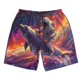 thumbnail image 3 of Uemuo Astronaut Dolphin Pattern Men's Swim Trunks Hawaiian Beach Bathing Suit Swimsuits Beach Quick-Dry Shorts with Pockets-Large, 3 of 9
