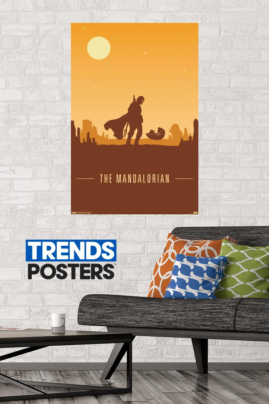 Star Wars: The Mandalorian - Mando and The Child At Dusk Wall Poster, 22.375" x 34"