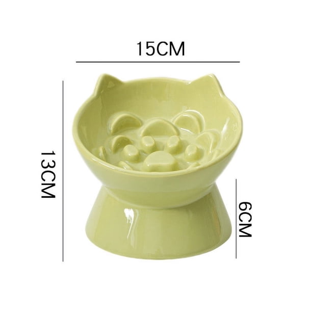 Cuenco cerámico alto inclinado para mascotas | Base antideslizante | Diseño de alimentación lenta | Pie alto para proteger el cuello | Fácil de limpiar | Para perros y gatos | Elegante y práctico |