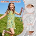 thumbnail image 5 of ZIATUBLES Lemon Green Print Girls Summer Casual Playsuit Flutter Sleeves Short Jumpsuit Button Round Neck Kids Romper Elastic Waist Relaxed Fit Comfort Outfit with Pockets for 7-8 Y, 5 of 6