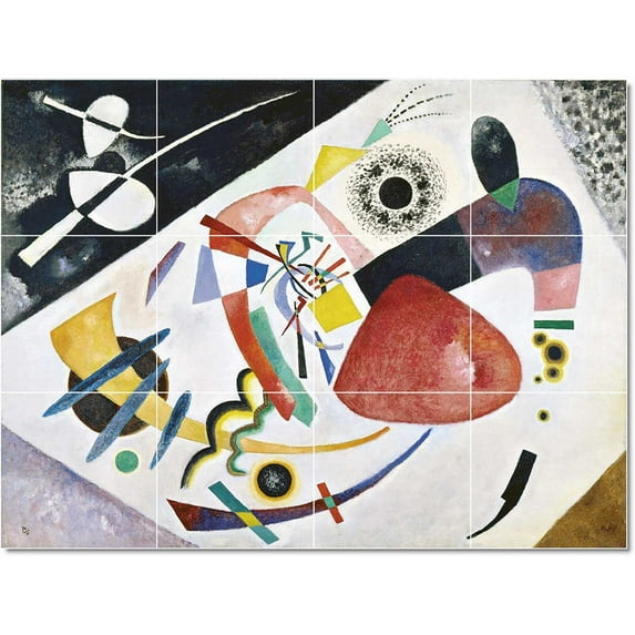 Ceramic Tile Mural-Wassily Kandinsky Abstract Painting 58. 17" w x 12.75" h using (12) 4.25 x 4.25 ceramic tiles