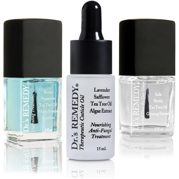 Dr’s Remedy Trousse de Traitement de Vernis à Ongles, Lot de 3, RESTORATIVE Remedy Trio, Non Toxique et Biologique, Fortifiant pour Ongles Entièrement Naturel Enrichi - Coupe Caresse