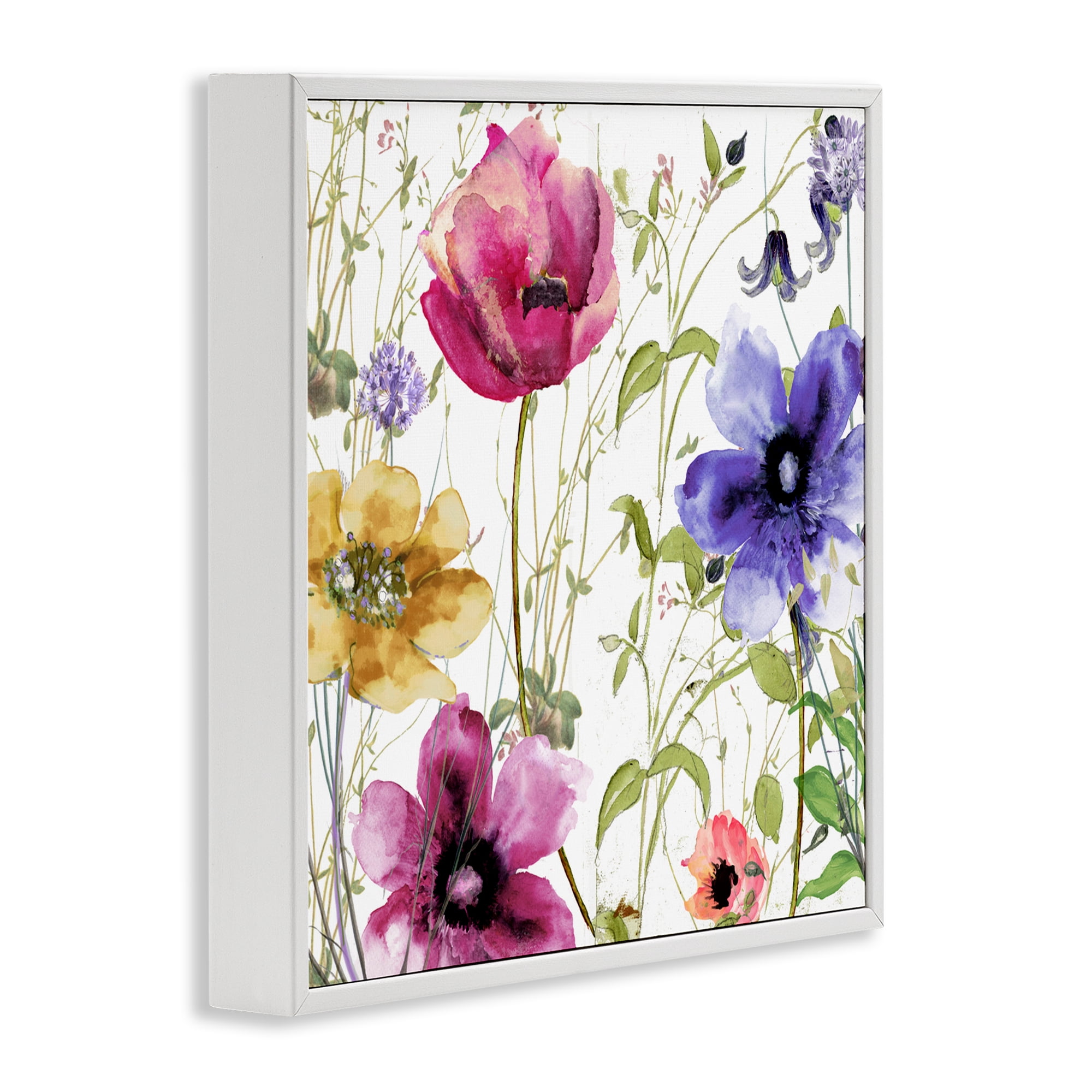 Botanical Spring Garden Blooms White Framed Giclee Art, design by Sasha