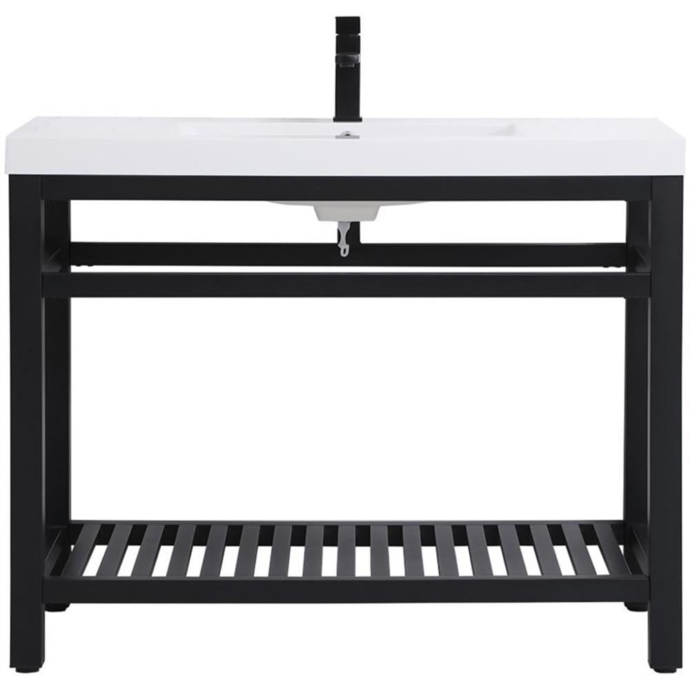 42 inch Single Bathroom Metal Vanity in Black