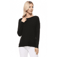thumbnail image 2 of Yemak Women's Silky Soft Long Sleeve Boat Neck Soft Knit Sweater Top MK8140-BLK-S-BD, 2 of 4
