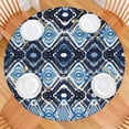 thumbnail image 2 of Blue Ethnic Geometric Pattern Round Fitted Tablecloth with Elastic Edge,Dining Table Cover Waterproof,Outdoor Round Tablecloth for Camping,Dining,Indoor and Outdoor, 2 of 7