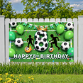 thumbnail image 4 of Green Balloon Soccer Banner Happy 8th Birthday Party Decoration Kids Celebration Backdrop for Soccer Party Children Event, 4 of 8