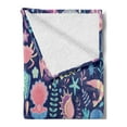 thumbnail image 2 of Aqua Jellyfish Soft Flannel Fleece Blanket, Colorful Various Underwater Plants Shells Fish Corals Algae, Cozy Plush for Indoor and Outdoor Use, 60" x 80", Night Blue and Multicolor, by Ambesonne, 2 of 5