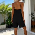 thumbnail image 7 of Hurxie Womens Summer Casual Romper Loose Spaghetti Strap Shortalls Overalls Jumpsuit Beach Vacation Jumper with Pocket Black,S, 7 of 7