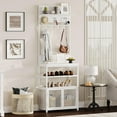 thumbnail image 3 of Yeshouse Hall Tree with Mesh Doors, 72.8in White Coat Rack Shoe Storage, Narrow Coat Tree Shoe Shelf Organizer with 7 Hooks for Entryway, Bedroom, 3 of 7