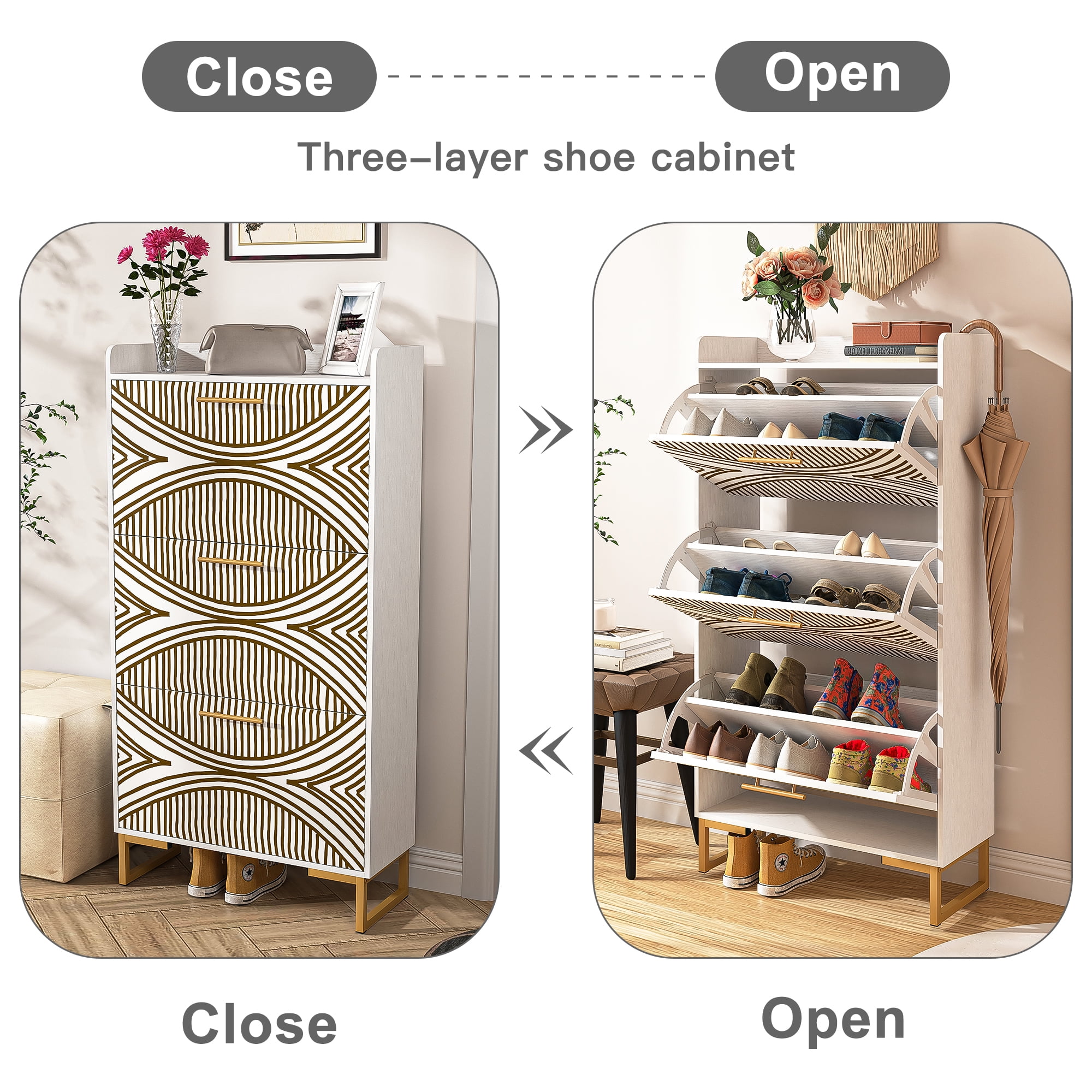 YYAo Entryway Shoe Cabinet, Shoes Storage Organizer Narrow Shoe Storage Rack with Flip Doors, Tipping Bucket Shoe Cabinet for Closet, Living Room, Beige YYAo Entryway Shoe Cabinet, Shoes Storage Organizer Narrow Shoe Storage Rack with Flip Doors, Tipping Bucket Shoe Cabinet for Closet, Living Room, Beige