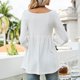 thumbnail image 4 of Casual Puff Manga Larga Túnica Top V Cuello Plisado Flare Blusa Camisetas para Otoño Invierno Niñas Mujeres Blanco S, 4 of 6