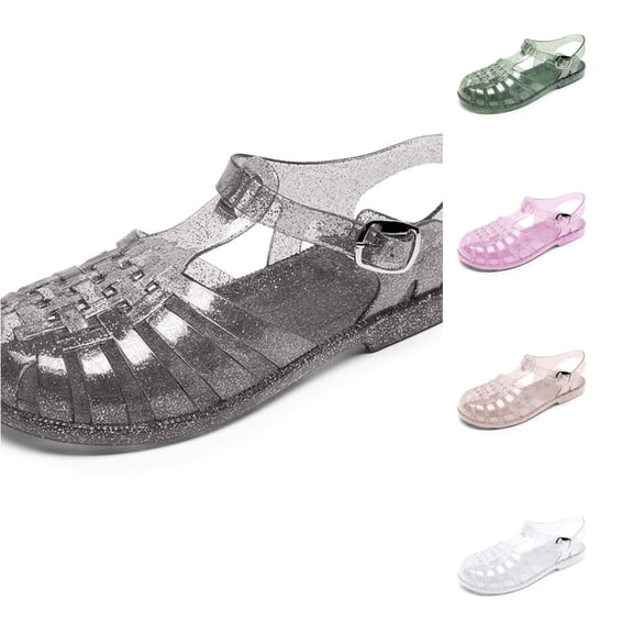 Women's Jelly Mesh Ballet Sandals, Slip On Comfort Low Heel, Summer Beach, Casual Flat Open Toe