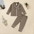 thumbnail image 2 of Ulanda Baby Button Down Pajamas Set Shirt and Pants Toddler Cotton Pjs Long Sleeve Sleepwear (Brown, 6-12 Months), 2 of 4