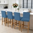 thumbnail image 3 of Blue Gingham Bar Stool Covers - Stretch Dining Chair Covers Set of 2, Modern Minimalist Geometric Plaid Bar Chair Cover Removable Counter Stool Pub Chairs Slipcovers Protectors for Kitchen/Cafe, 3 of 9