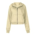 thumbnail image 6 of BoLi Sweatshirts for Women Casual Loose Hooded Long Sleeve Zipper Solid Cardigan Blouse Thumb Sleeve Hoodie Sweatshirt With Pocket，Size S-2XL, 6 of 7