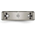 thumbnail image 5 of Chisel Titanium Brushed and Polished 1/20 Carat Diamond Cross Cut Out 7.2mm Band - Ring Size 12.0 Natural Diamonds, 5 of 8