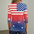 thumbnail image 6 of 250th Anniversary USA Shirts Women Plus Size 3/4 Sleeve T-Shirts Casual USA Flag Print Pullover Independence Day Patriotic Tops 4th of July Celebration Party V Neck Blouses Multicolor 2XL, 6 of 6
