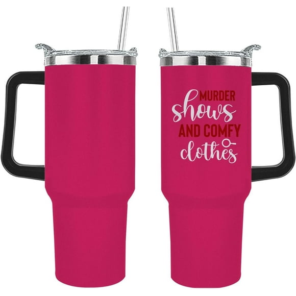 40 oz Tumbler Pink Tumbler Murder Shows And Comfy Clothes Tumbler with Lid and Straw Insulated Tumblers Stainless Steel Tumbler (1pc)