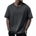 thumbnail image 2 of Men's Heavyweight Short Sleeve Crew Neck T-Shirt, Loose Fit Breathable Summer Half Sleeve Tee, Not See Through Opaque Casual Top for Everyday Wear and Outdoor Activities, 2 of 4