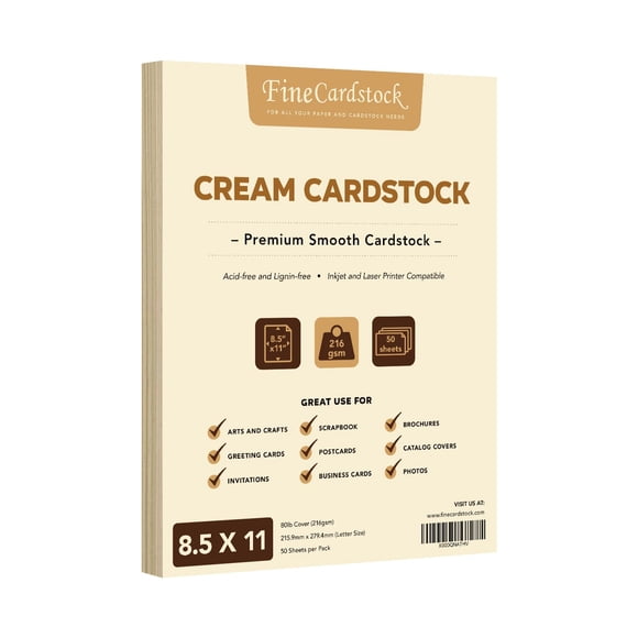 Cardstock S, impresión superfina, crema, 216 g/m², A4, 50 hojas
