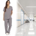 thumbnail image 4 of Ensembles de Sarraus pour Femmes à Six Poches Sarraus Médicaux (Col en V avec Pantalon Cargo), 4 of 5