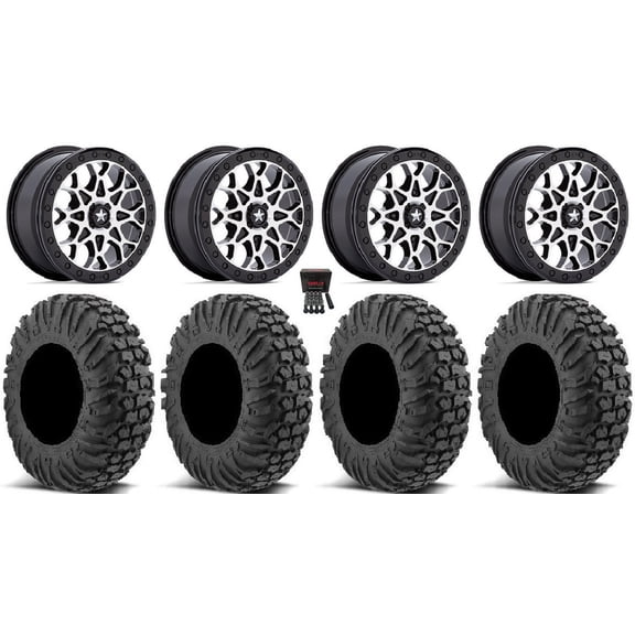 MSA Portal Beadlock 15" Wheels Mh 30" MotoVator Tires Kawasaki Mule Pro FXT