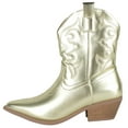 thumbnail image 2 of TOP MODA Women Cowgirl Cowboy Western Stitched Ankle Boots Pointy Toe Booties Side Zipper Gold 8.5, 2 of 4