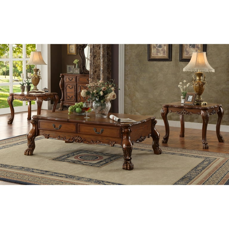 ACME Dresden Solid Wood 2-Drawer Coffee Table for Living ACME Dresden Solid Wood 2-Drawer Coffee Table for Living