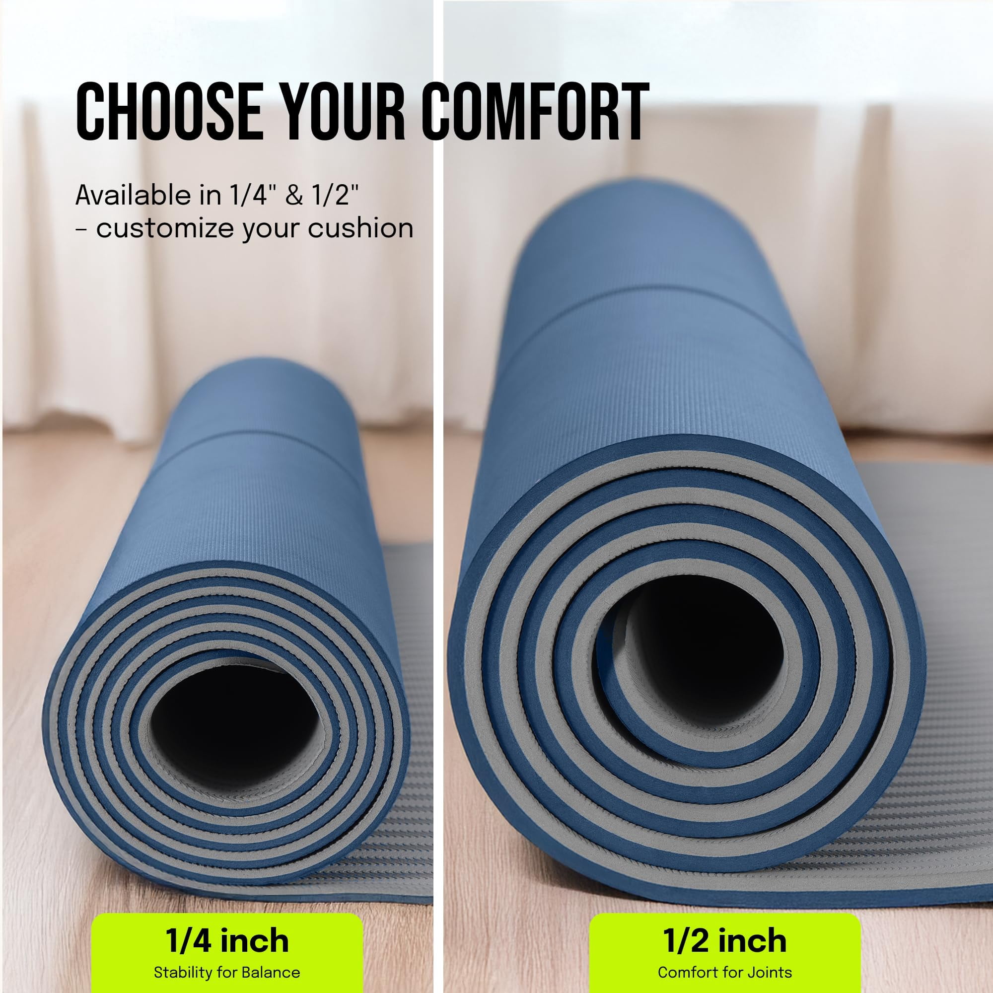 Gogokiwi Extra Wide Yoga Mat for Men Women (72"L x 36"W x 1/4" Thick) Non Slip Fitness & Exercise Mat with Alignment Marks for Yoga, Pilates, Floor Workouts