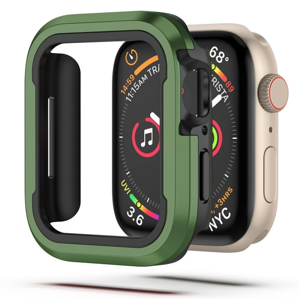 Estuche rígido para PC con protector de pantalla compatible con Apple Watch 7 44 mm, cubierta protectora general ultrafina resistente a los arañazos para iWatch S7, verde JAMW Sencillez