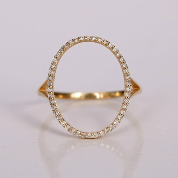 Diamond Oval Cutout Ring, Large Ring, Delicate Ring, 925 Sterling Silver Unique Ring, Handmade Fine Jewelry, Art Deco Ring.