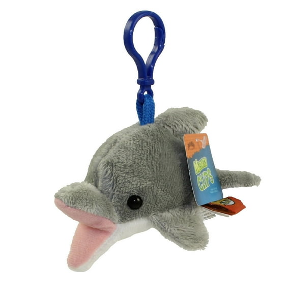 Adventure Planet Plush - Mighty Clips - DOLPHIN (Plastic Key Clip - 3.5 inch)