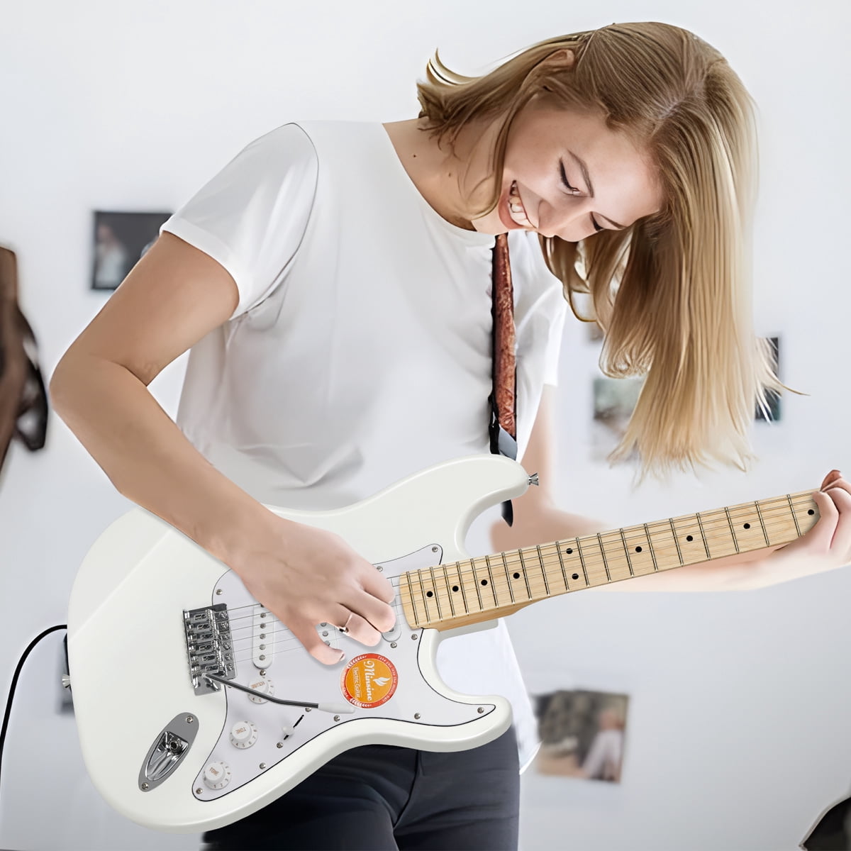 39 Inch Electric Guitar, Full Size Solid Body S-S-S Pickups 6 Strings Beginner Guitar Kit With Gig Bag, Strap, Tremolo Arm, Cable & Picks MS100 Green