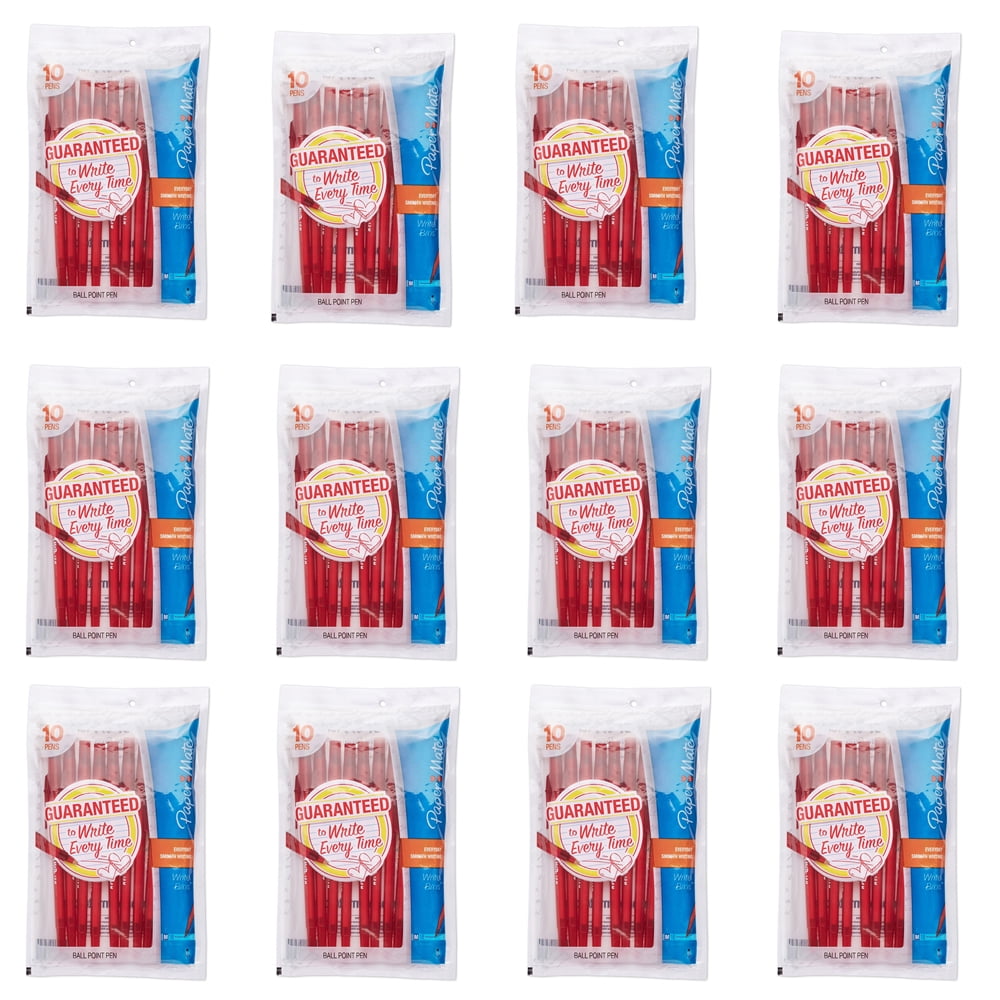 Pack of (12) Paper Mate Write Bros Ballpoint Pens, Medium Point (1.0mm), Red, 10 Count
